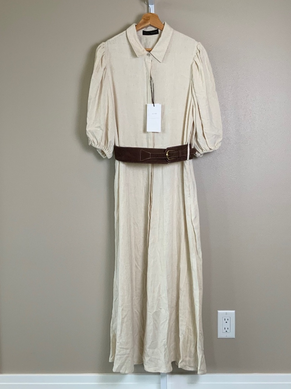 ZARA Linen Blend Midi Dress with Belt - Picture 8 of 16